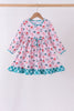 Pink santa holly ruffle dress