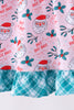 Pink santa holly ruffle dress