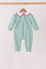 Green stripe gingerbread embroidery ruffle romper