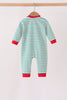 Green stripe gingerbread embroidery romper