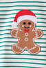 Green stripe gingerbread embroidery scalloped pants set