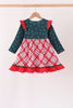 Forest holly plaid ruffle dress