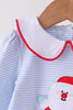 Blue stripe santa embroidery ruffle romper