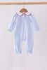 Blue stripe santa embroidery ruffle romper