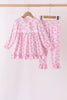 Pink santa claus bamboo ruffle pants set