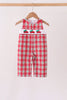 Red christmas tree truck embroidery plaid jonjon