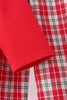 Red christmas tree truck embroidery plaid pants set