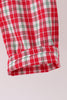 Red christmas tree truck embroidery plaid pants set