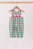 Green christmas tree truck embroidery plaid jonjon