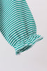 Green gingerbread embroidery stripe ruffle romper