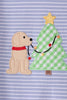Blue christmas tree puppy embroidery stripe romper