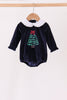 Navy christmas tree embroidery bubble