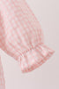 Pink candy cane holly embroidery plaid bubble