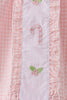 Pink candy cane holly embroidery plaid pants set