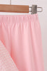Pink candy cane holly embroidery plaid pants set