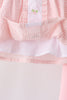 Pink candy cane holly embroidery plaid pants set