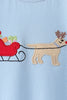 Blue stripe deer embroidery romper