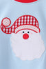 Blue santa claus embroidery gingham pants set