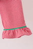 Red stripe christmas tree embroidery ruffle pants set