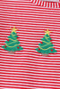 Red stripe christmas tree embroidery ruffle dress
