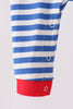 Blue stripe train gingerbread embroidery romper