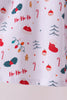 Red holly print ruffle pants set