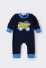 Navy truck applique boy romper