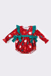 Red christmas santa claus print ruffle bubble