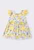 Yellow lemon print girl dress