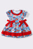 Red farm life girl ruffle dress