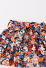 Beige thanksgiving floral short skirt set