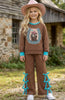 Brown & Tan Checkered Girls 2 Piece Set