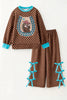 Brown & Tan Checkered Girls 2 Piece Set