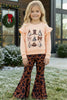 Cow Printed Christmas Tree Sweatshirt & Cow Printed Bell Bottoms