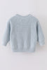Blue hand-embroidery one&two pullover sweater