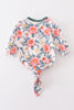 Green floral print baby gown