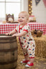 Western Printed Boys Baby Romper w/ Red Trim