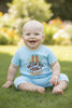 "Dream Big Little Cowboy" Lt. Blue Baby Boy Romper