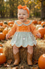 Orange Gingham & Stripe Printed Baby Dress w/Attached Bloomers