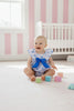Blue Bow & Pink Floral Printed Baby Romper