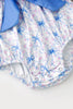 Blue Bow & Pink Floral Printed Baby Romper