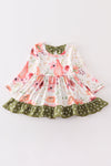 Green floral print baby romper