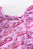 Pink barbie print ruffle girl swimsuit UPF50+