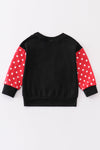 Black character french knot girl top