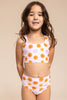 Orange floral print 2pc girl swimsuit (size run small, go up 2-3 sizes)