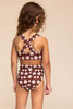Brown daisy print 2pc swimsuit (size run small, go up 1-2 sizes)