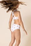 White floral print 2pc girl swimsuit (size run small, go up 1-2 sizes)