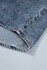 Ashleigh Blue Solid Denim Button Front Pocket Sleeveless Cowboy Vest