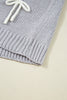 Light Grey Bowknot Applique Cap Sleeve Sweater