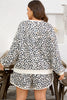 Khaki Plus Size Leopard Loose Pullover Casual Shorts 2pcs Outfit